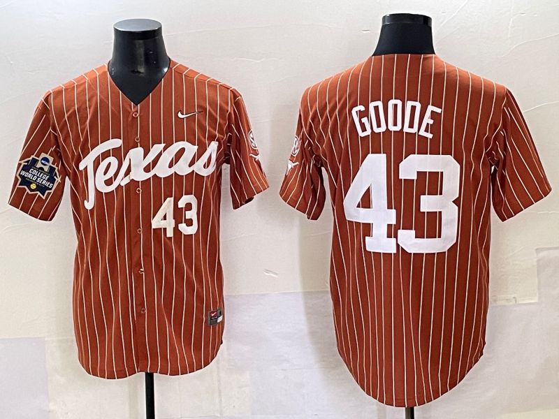 Men 2025 Texas Longhorns #43 Goode Brown stripe Joint Name Nike NCAA Jersey style 5->los angeles dodgers->MLB Jersey
